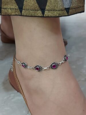 Sterling-silver-pink-grace-oxidized-silver-anklet-2