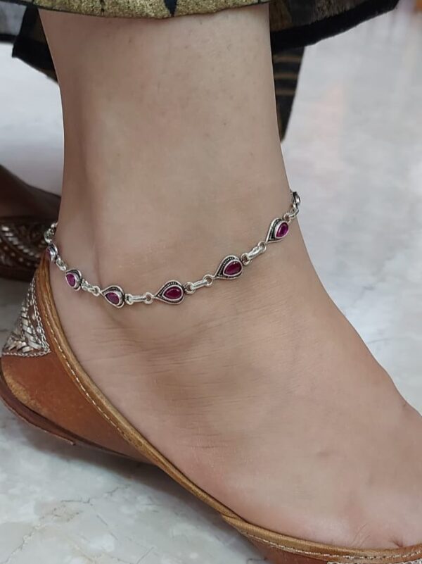 Sterling-silver-pink-oxidized-silver-anklet